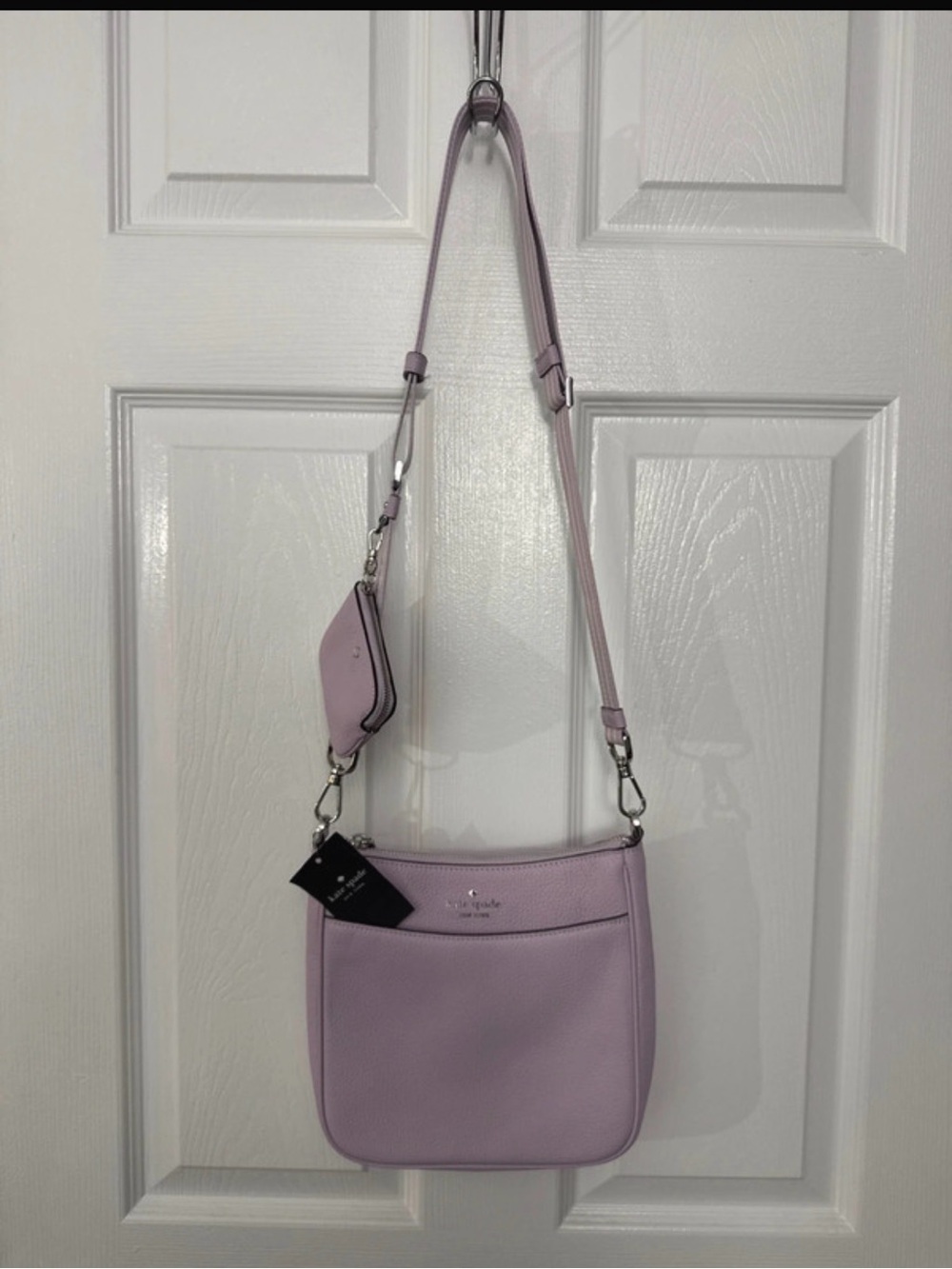 kate spade lavender pebble leather crossbody with coin pouch